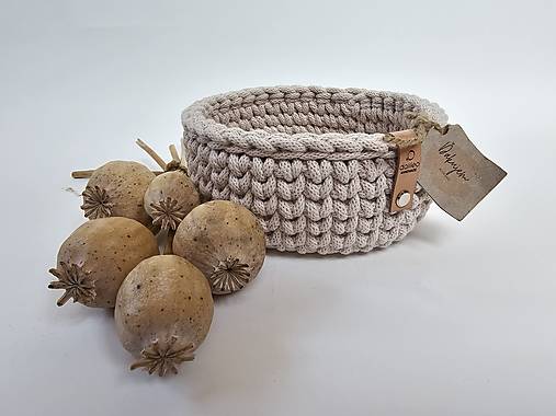 Okrúhly háčkovaný košík 14 8 Nude dalileo handmade SAShE sk