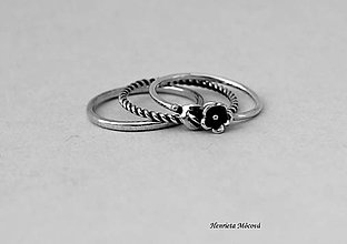 Prstene - strieborné prstene - set s kvietkom - 6910463_