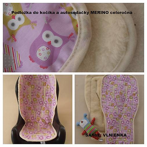 Detský textil - Sovičková Podložka do kočíka a autosedačky na mieru MERINO TOP - 6920766_
