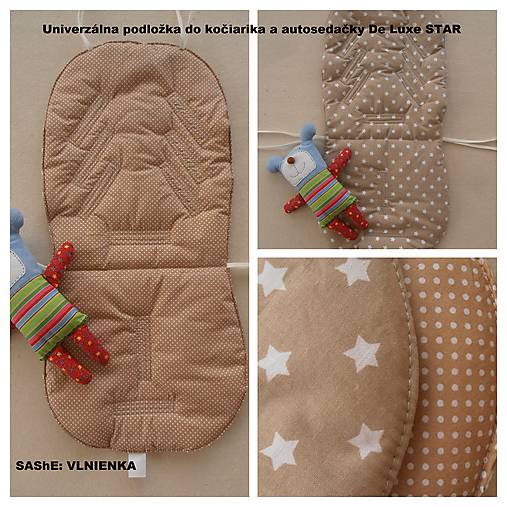 Detský textil - Univerzálna podložka do kočiarika a autosedačky béžová Bodka a Hviezdička - 6921287_