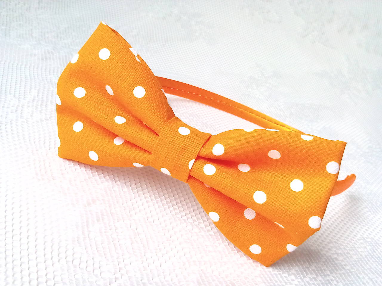 Pin Up headband (orange/white polka dots)