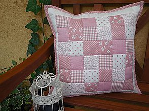 Úžitkový textil - Prehoz, vankúš patchwork vzor maslovo - ružová ( rôzne varianty veľkostí ) - 6925263_