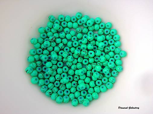 Korálky - Korálka 4 mm - tyrkys s čiernym melírom - 6925567_