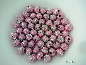 Korálky - Korálka 8 mm so striebornou špirálou -  ružová - 6925118_