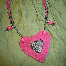 Náhrdelníky - Ružové srdce - 6926357_