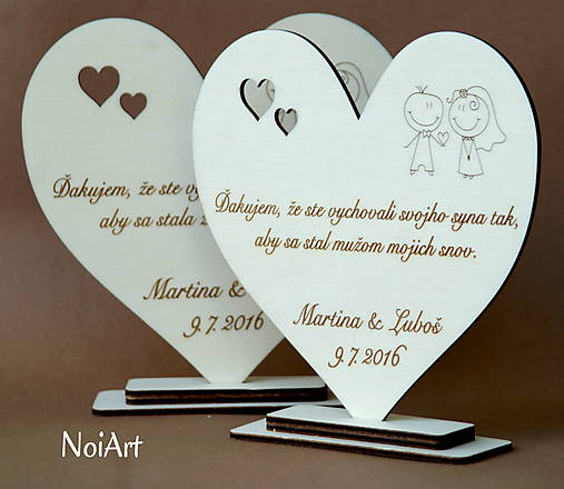 Tabuľky - Poďakovanie rodičom srdiečko - novomanželia - 6939435_