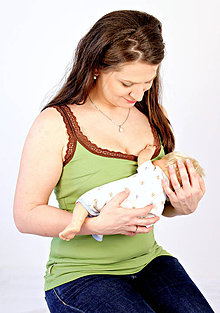 Topy, tričká, tielka - 3v1 tielko pre tehotné, dojčiace, nedojčiace s čipkou - 76 faireb - 6936788_