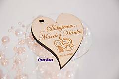 Darčeky pre svadobčanov - Drevená magnetka - Minisrdiečko - Ďakujeme 2G - Akciová cena - 6937344_