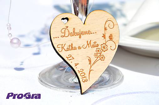 Darčeky pre svadobčanov - Drevená magnetka - Minisrdiečko - Ďakujeme 2B - Akciová cena - 6937307_