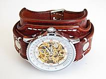 Náramky - Pánske hodinky, kožený remienok, folk hodinky - 6947827_