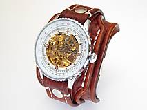 Náramky - Pánske hodinky, kožený remienok, folk hodinky - 6947832_