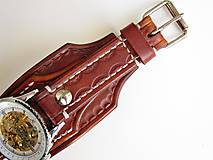 Náramky - Pánske hodinky, kožený remienok, folk hodinky - 6947834_