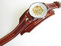 Náramky - Pánske hodinky, kožený remienok, folk hodinky - 6947836_