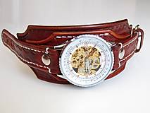 Náramky - Pánske hodinky, kožený remienok, folk hodinky - 6947837_