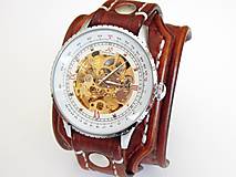 Náramky - Pánske hodinky, kožený remienok, folk hodinky - 6947844_