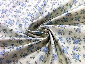 Textil - Bavlnená látka ružičky malé modré - cena za 10 cm - 6956427_