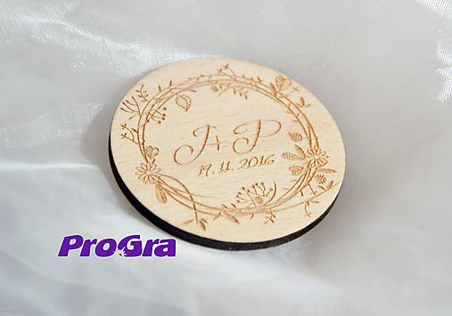 Darčeky pre svadobčanov - Okrúhla magnetka - Venček - AKCIA - 6960592_