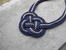 Náhrdelníky - Uzlový náhrdelník hrubý (bežovo modrý, č. 1803) - 6957276_