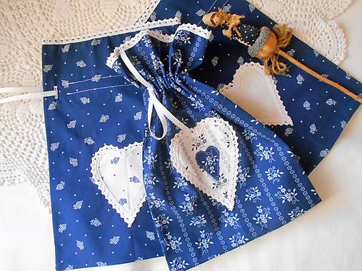 Úžitkový textil - Modrotlačové ľudové vrecúška na bylinky - 6968987_
