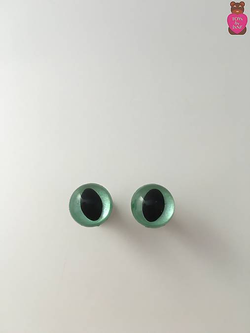 Komponenty - Bezpečnostné oči (pár) - bledo zelené mačacie 10mm - 6972012_
