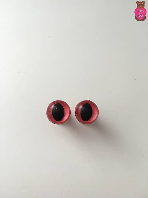 Komponenty - Bezpečnostné oči (pár) - červené mačacie 10mm - 6972015_