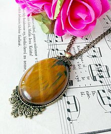 Náhrdelníky - Tiger Eye & Bronze / Výrazný náhrdelník s tigrím okom v bronzovom prevedení - 6970086_