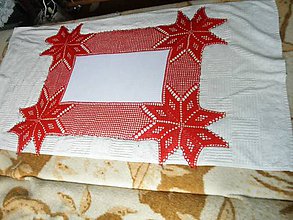 Úžitkový textil - Háčkovano šitý bielo/červený - 6984159_