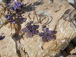 Náušnice - violet flowers and flowers - 6985754_