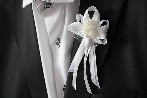  - Biele svadobné pierko pre svadobného otca - 6987808_