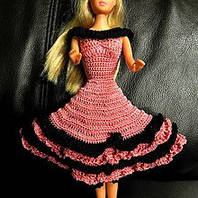 Hračky - Háčkované šatičky pre Barbie (ružovo-čierne) - 6987836_