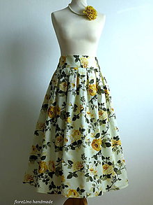 Sukne - nadýchaná sukňa s kvetmi pod kolená - 6990874_