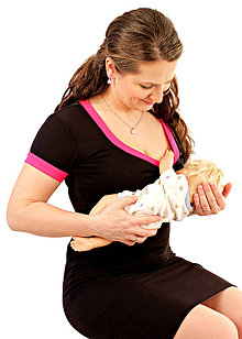 Oblečenie na dojčenie - 3v1 dojčiace púzdrové šaty s lemovaním, veľ. L-XXL - 6994831_