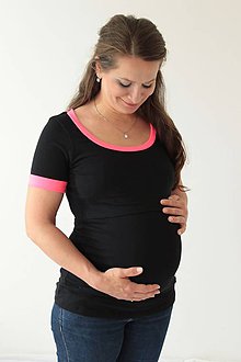 Oblečenie na dojčenie - 3v1 dojčiace tričko, krátky rukáv, NEON lemy, veľ. L-XXL - 6996096_