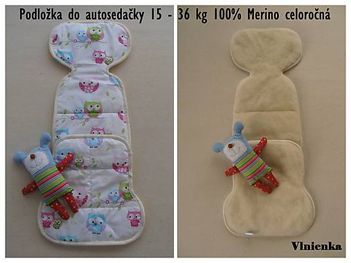 Detský textil - Sovičková vložka do autosedačky 15-36 kg 100% Merino celoročná  - 6997099_