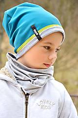 Detské čiapky - jarná čiapka s menom tyrkis & apple - 6994629_