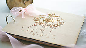 Papiernictvo - Svadobná kniha hostí drevo a folk - 6999822_