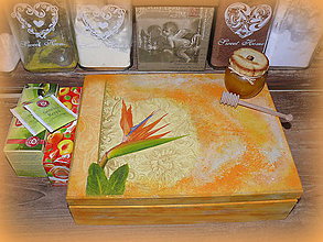 Úložné priestory & Organizácia - čajová krabica do oranžovej kuchyne :) - 7003382_