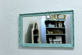 Zrkadlá - Tyrkysové vintage zrkadlo - 7001259_