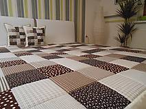 Úžitkový textil - Prehoz, vankúš patchwork vzor čokoládovo-smotanový ( rôzne varianty veľkostí ) - 7010278_