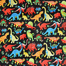 Textil - Real dinosaur black, š. 145cm - 7013743_