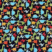 Textil - Walk the dinosaur black, š. 145cm - 7013751_