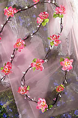 Ozdoby do vlasov - kvetinová liana ružová 100cm, typ 142 - 7017048_