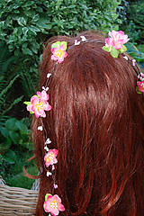 Ozdoby do vlasov - kvetinová liana ružová 100cm, typ 142 - 7017054_