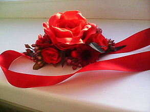 Opasky - Kvetinový opasok "Červená ružička..." - 7023263_