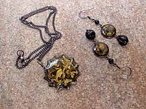 Sady šperkov - náhrdelník a náušnice čierno zlaté - 7024511_