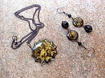 Sady šperkov - náhrdelník a náušnice čierno zlaté - 7024551_