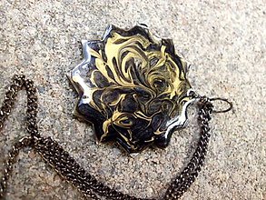 Sady šperkov - náhrdelník a náušnice čierno zlaté - 7024514_