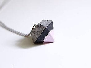 Náhrdelníky - Betónový diamant pink - 7025532_