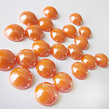 Sklenený perleťový kabošon / kruh 9,5mm (Pomaranč tmavý)