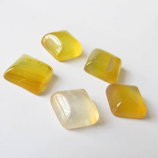Minerály - Kabošon / štvorec 8x8mm (Achát žlté odtiene) - 7028722_